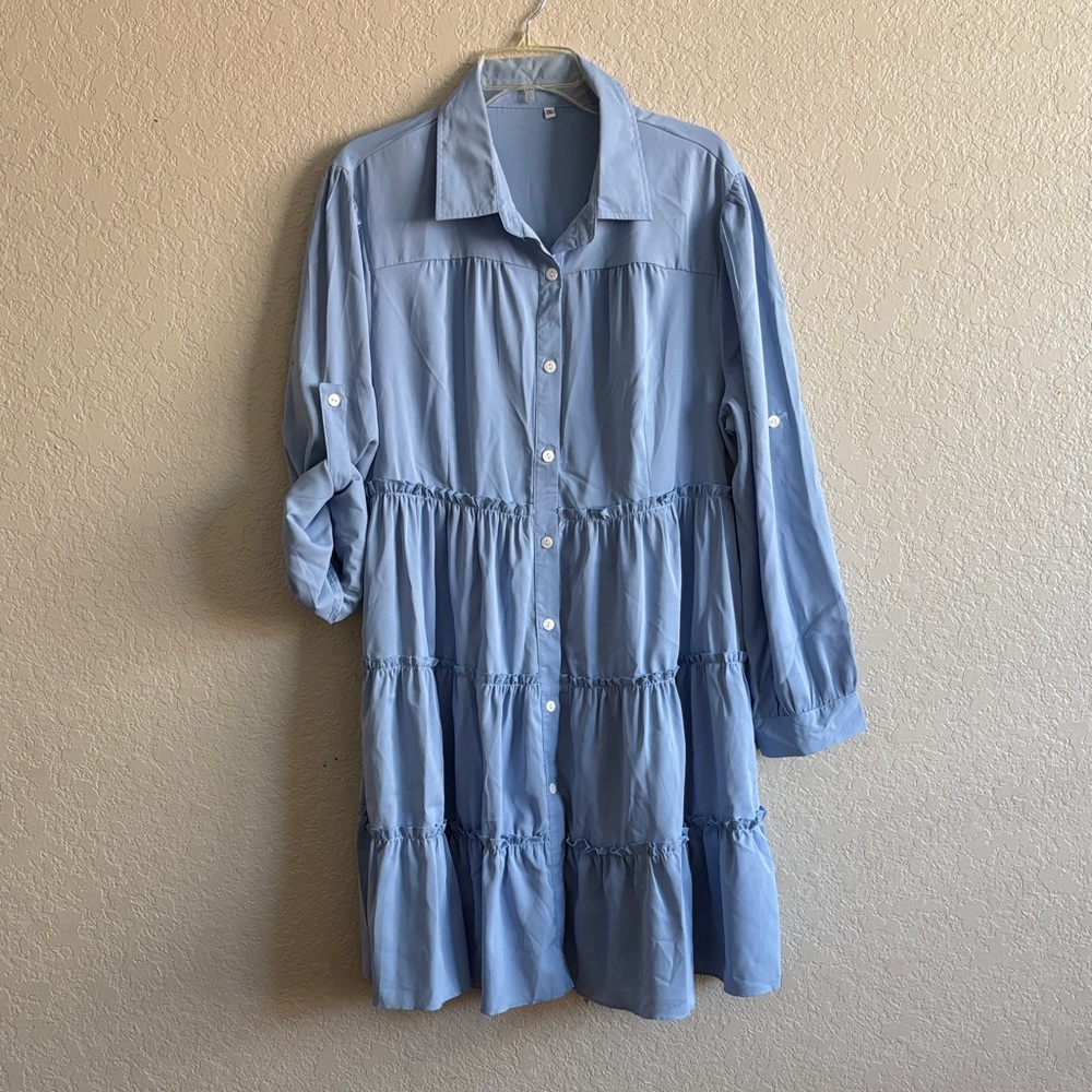 Light Blue Button-Up 2XL Dress